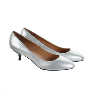 Metallic Leather Dress Pumps (Silver ...